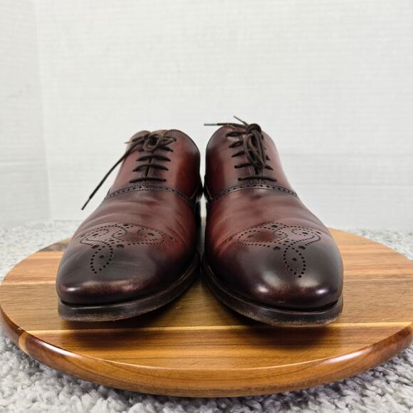 Magnanni Manolo Cognac Brown Medallion Toe Burnished Brogue Oxford Mens 12 M - Picture 4 of 15